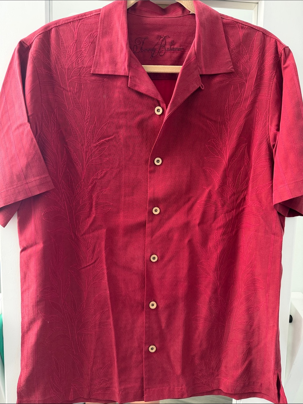 Tommy Bahama Deep Red Short-Sleeve Camp Shirt